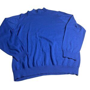 Paul Fredrick Men’s  Blue 100% Supima Cotton Mock Neck Sweater XL quiet luxury